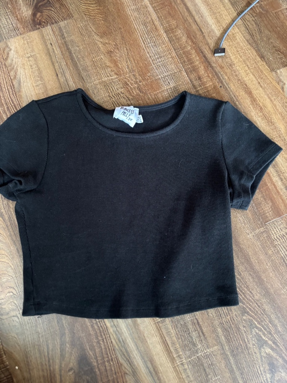 LIKE NEW PRINCESS POLLY Baseline Scoop Rib Tee BLACK SMALL